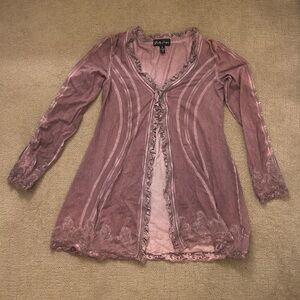 Gretty Zueger Lavender Lace Cardigan